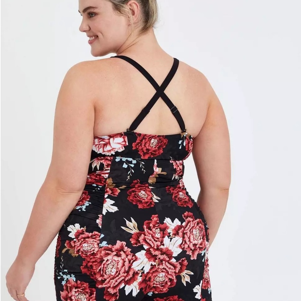 NWOT Torrid Black and Red Floral Swimsuit - Picture 2 of 4